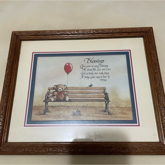 Vintage Picture With Frame by Gail Brown- Blessings Poem By Ken Brown - 1986 - Picture 1 of 4